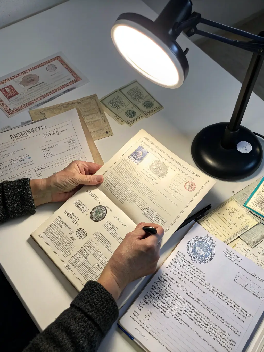 A detailed image showcasing customs documentation and compliance paperwork for vehicle import/export.