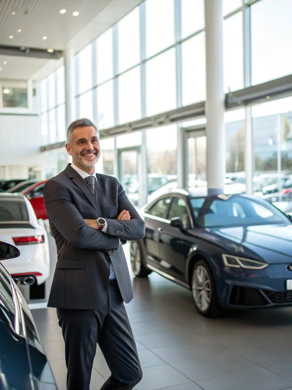 A customer testimonial video screenshot featuring a satisfied client praising RM Performance Cars' personalized service and attention to detail.